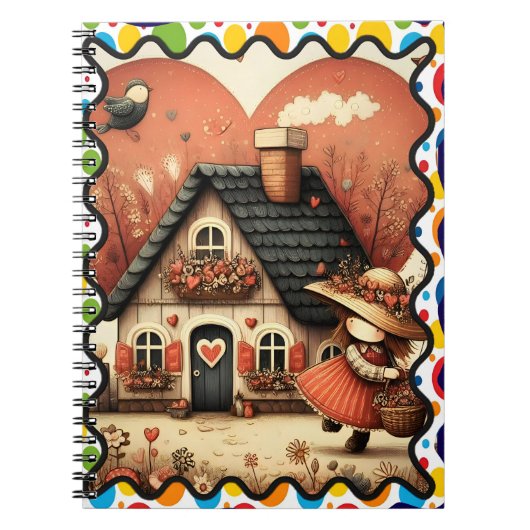 Carnet Une petite fille court devant une maison (Devant)