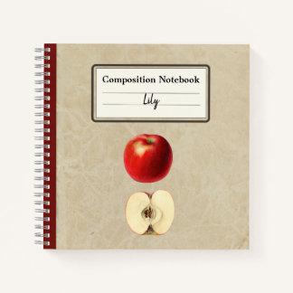 Carnet Une pomme rouge et une composition à moitié person