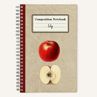 Carnet Une pomme rouge et une composition à moitié person