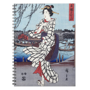 Carnet Une soirée d'été fraîche au pont, Utagawa Hiroshig