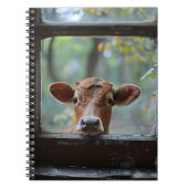 Carnet Une vache curieuse qui regarde à travers une fenêt (Devant)