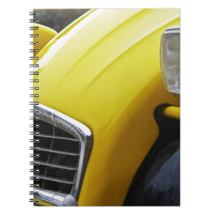 Carnet Une vieille Citroen 2CV 2 CV noire et jaune, détai