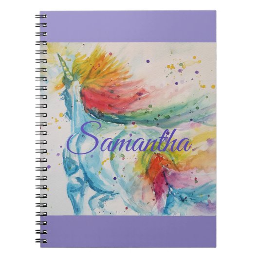 Carnet Unicorn Aquarelle Peinture Girls Nom Notebook (Devant)