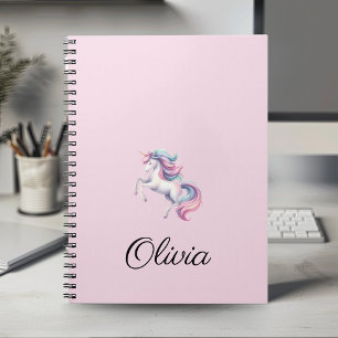 Carnet Unicorn Cute Watercolor Nom personnalisé