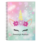 Carnet Unicorn Florals et Coeurs | Monogramme (Devant)