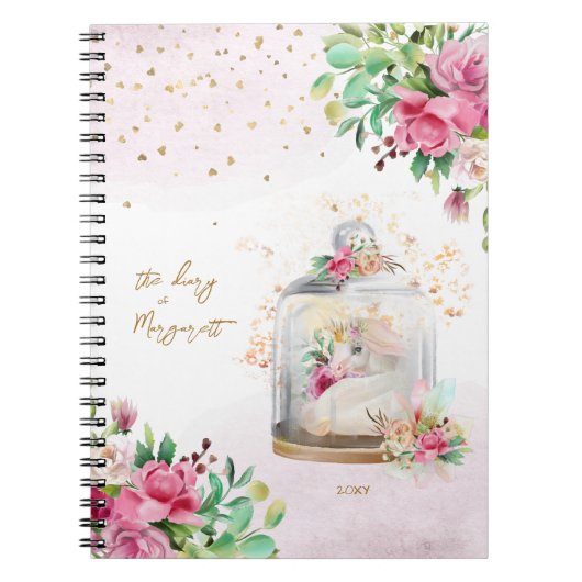 Carnet Unicorn Magical Illustration Girl Daily Diary (Devant)