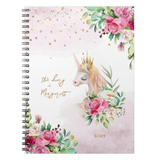 Carnet Unicorn Magical Illustration Girl Daily Diary (Devant)