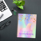 Carnet Unicorn or rose étoiles nom holographique