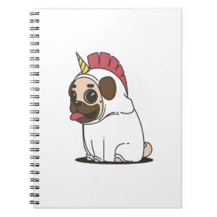 Carnet Unicorn Puppy Cute Pug Dog Lover Gift