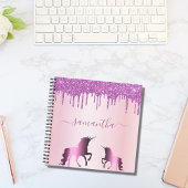 Carnet Unicorn rose or violet gouttes nom script