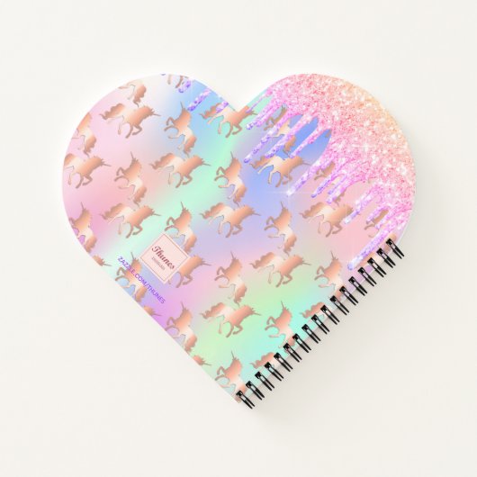 Carnet Unicorn rose parties scintillant iridescente rose  (Dos)