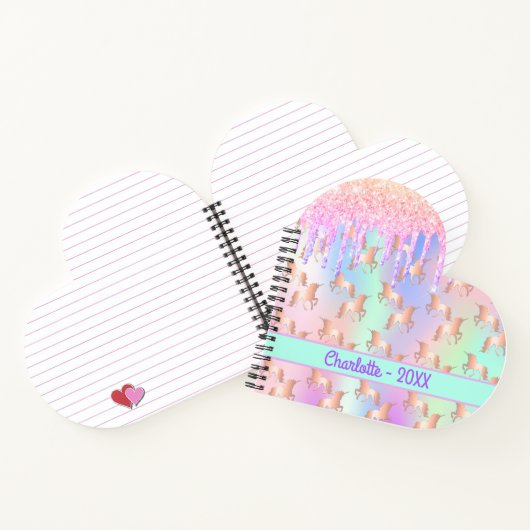 Carnet Unicorn rose parties scintillant iridescente rose  (Intérieur)