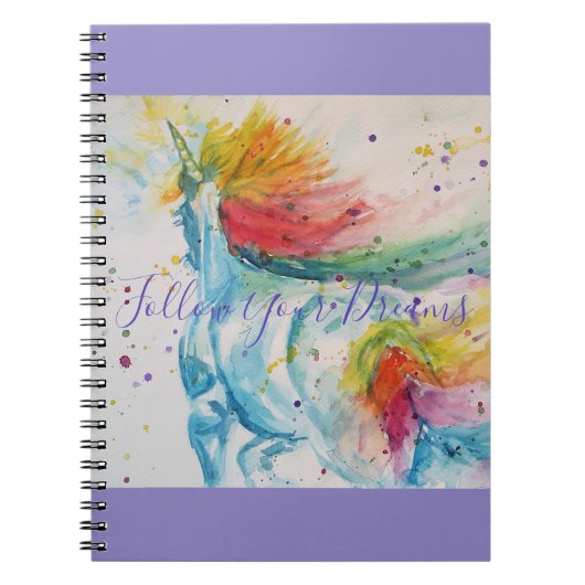Carnet Unicorn Watercolor Painting Dreams (Devant)