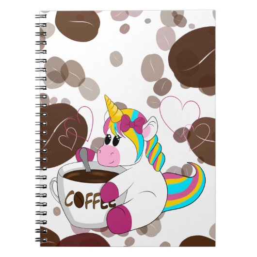 Carnet Unicorn with coffee (Devant)