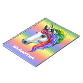 Carnet Unicorne Arc-en-ciel Aquarelle Nom du monogramme (Côté gauche)
