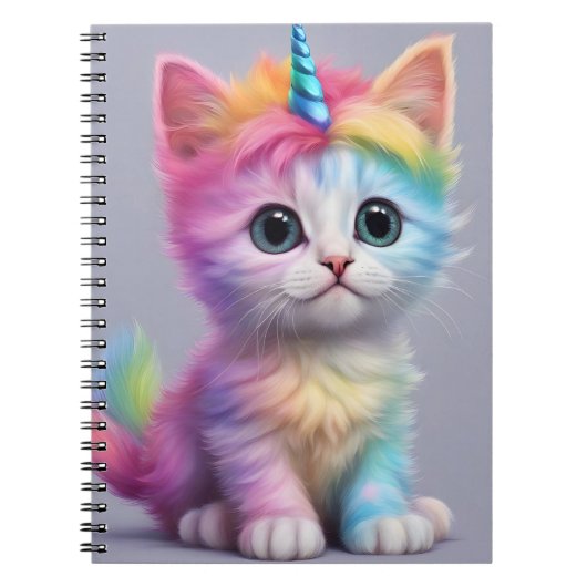 Carnet Unicorne arc-en-ciel Kitten (Devant)