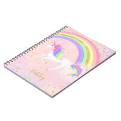 Carnet Unicorne | Arc-en-ciel rose et or magique (Côté gauche)