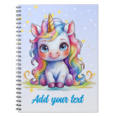 Carnet Unicorne bleu bébé - Nom personnalisé (Devant)