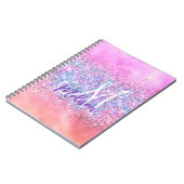 Carnet Unicorne claire iridescente ombre parties scintill (Côté gauche)