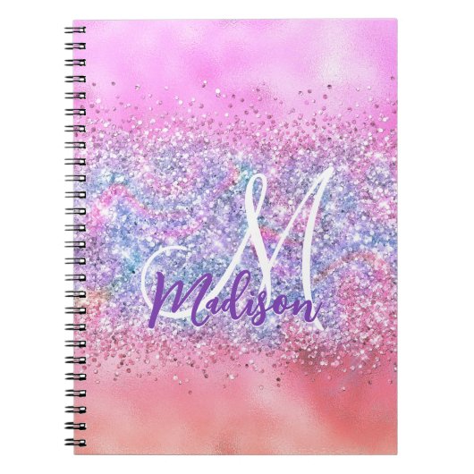 Carnet Unicorne claire iridescente ombre parties scintill (Devant)