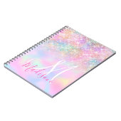 Carnet Unicorne claire iridescente ombre parties scintill (Côté gauche)