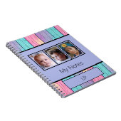 Carnet Unicorne couleurs 3 initiales photo violet (Côté Droit)