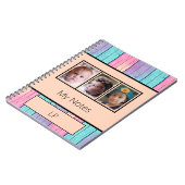 Carnet Unicorne couleurs 3 photo initiales pêche (Côté gauche)