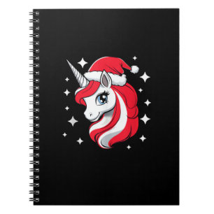 Carnet Unicorne de Noël pour les filles Red Santa Hat hiv