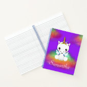 Carnet Unicorne de nuage arc-en-ciel sur violet (Intérieur)