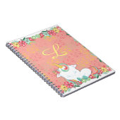 Carnet Unicorne dormant adorable et fleurs Monogramme (Côté Droit)