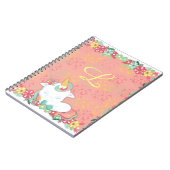 Carnet Unicorne dormant adorable et fleurs Monogramme (Côté gauche)