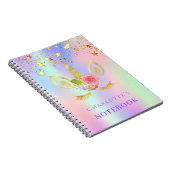 Carnet Unicorne face or rose étoiles holographique (Côté Droit)