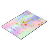 Carnet Unicorne face or rose étoiles holographique (Côté gauche)