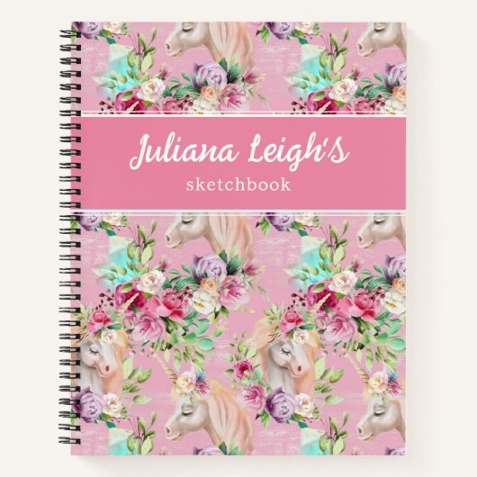 Carnet Unicorne Floral Dreams (Devant)