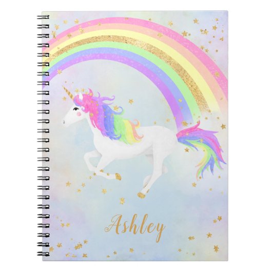 Carnet Unicorne | Magic Blue et Gold Rainbow (Devant)