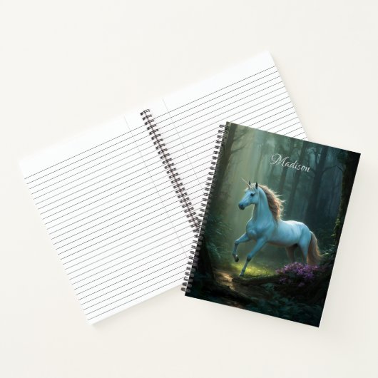 Carnet Unicorne magique en Forêt enchantée Personnalisée (Intérieur)