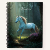 Carnet Unicorne magique en Forêt enchantée Personnalisée (Devant)