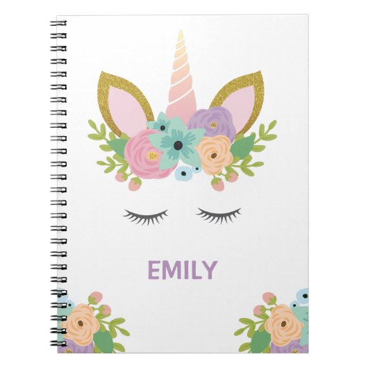 Carnet Unicorne magique parties scintillant de nom person (Devant)