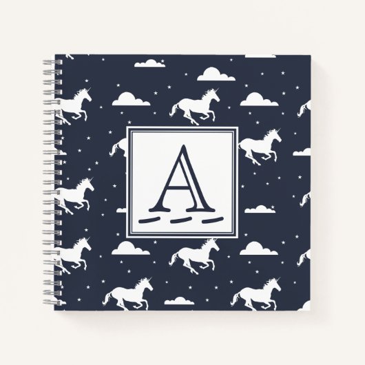 Carnet Unicorne Midnight Sky Motif Monogramme (Devant)