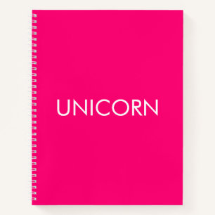 Carnet "Unicorne" minimaliste rose chaud fuchsia blanc