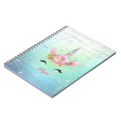 Carnet Unicorne Music Horn et cils floraux (Côté gauche)