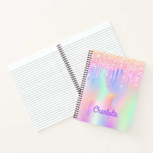 Carnet Unicorne parties scintillant rose iridescente (Intérieur)