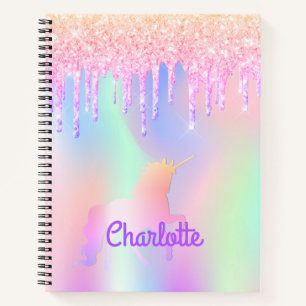 Carnet Unicorne parties scintillant rose iridescente arc-