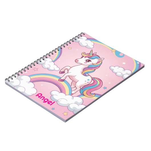Carnet Unicorne personnalisé - Magic Rainbow Jo (Côté gauche)