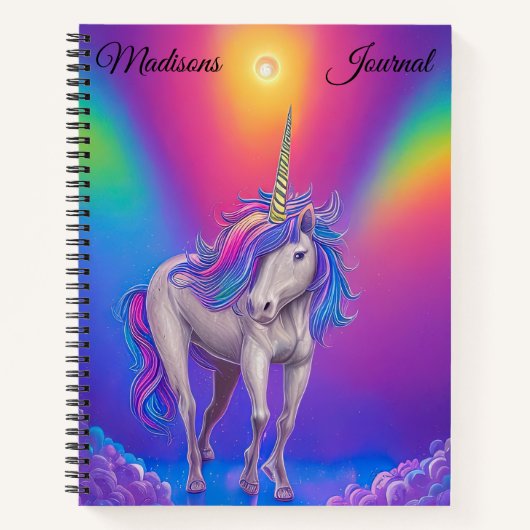 Carnet Unicorne personnalisée Arc-en-ciel (Devant)
