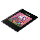 Carnet Unicorne personnalisée avec fleurs (Côté gauche)