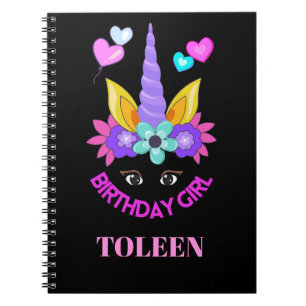Carnet Unicorne personnalisée, fille d'anniversaire
