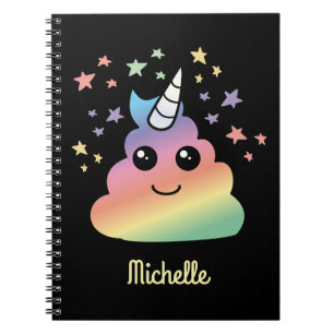 Carnet Unicorne Personnalisée Rainbow Poop Emoji Kawaii