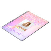 Carnet Unicorne photo personnalisée parties scintillant a (Côté gauche)