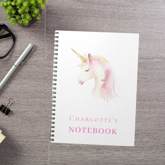 Carnet Unicorne rose blanc fille